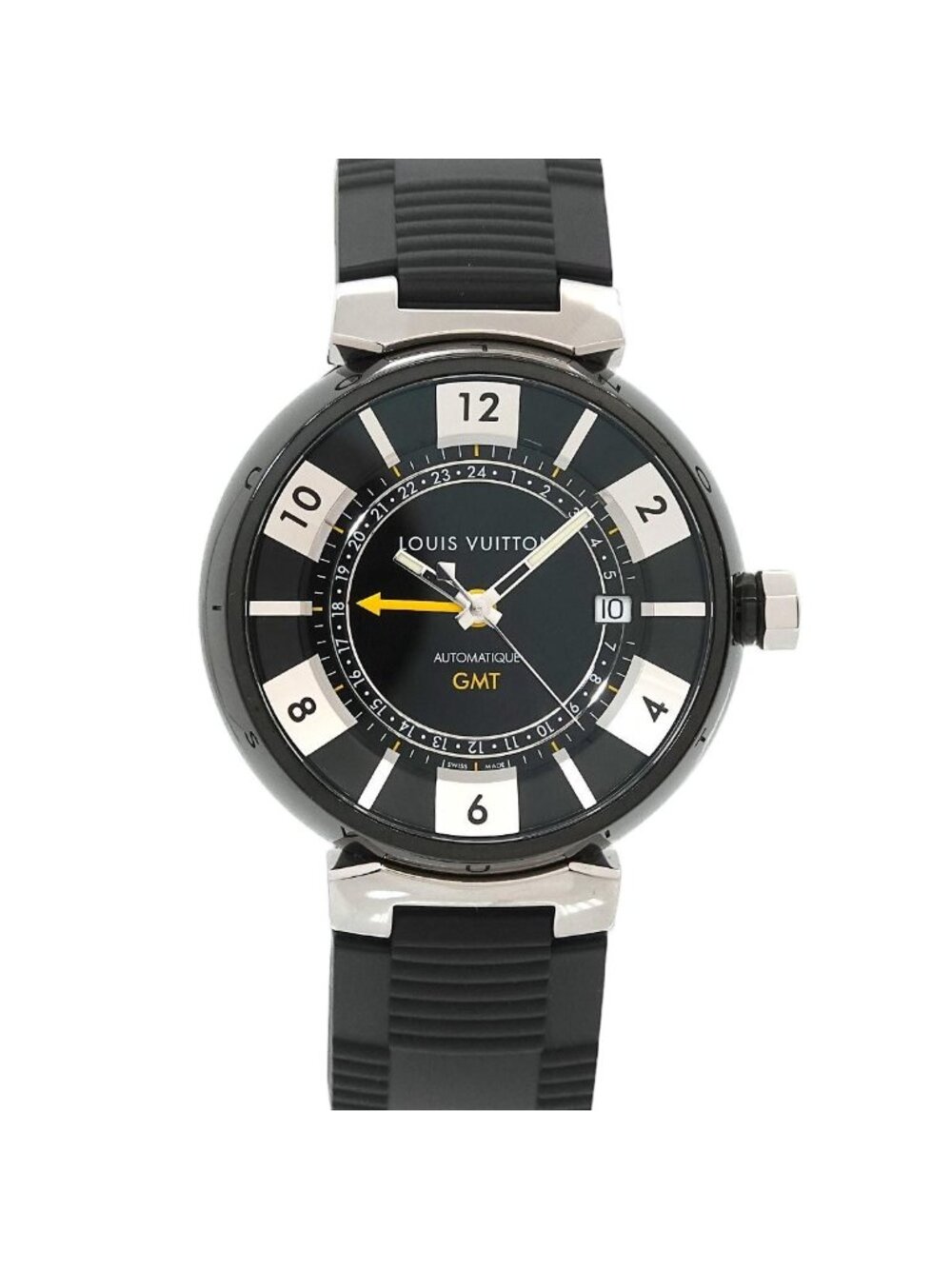 Louis Vuitton Tambour in Black GMT Watch Date Automatic